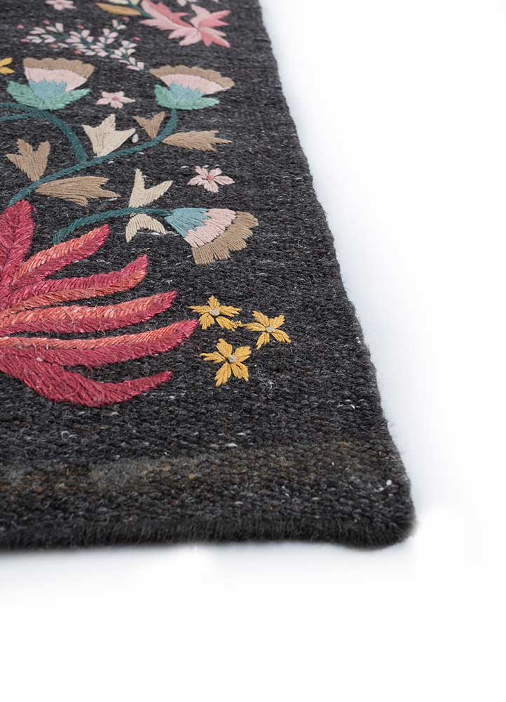 aprezo beige and brown wool flat weaves Rug - Corner